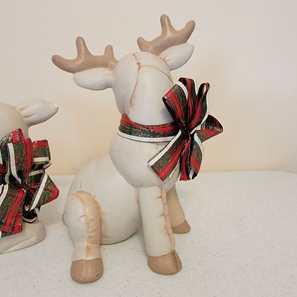 Vtg 80s Kimple Mold Christmas Ceramic Reindeer Figurines Hand Painted 2 - Picture 7 of 16